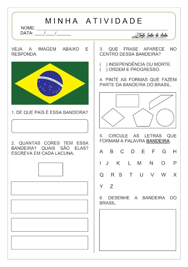 atividade bandeira do brasil para imprimir educação infantil