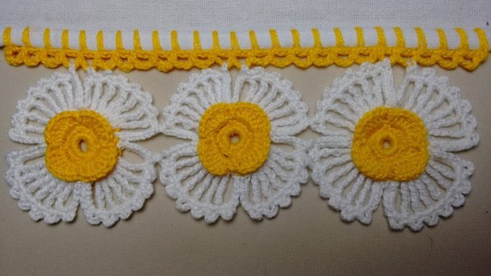 inspiração bico de crochê diferente para pano de prato