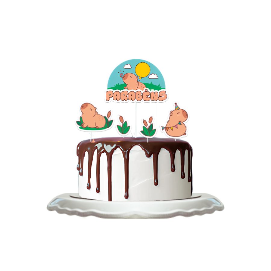 decoração de bolo capivara simples