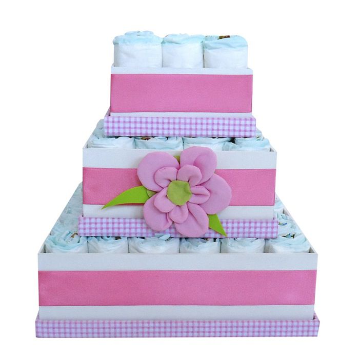 bolo de fralda rosa e lilas