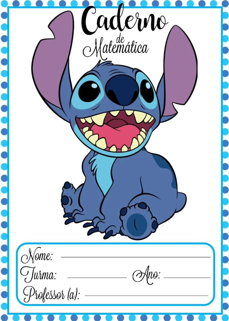 capa de caderno stitch com nome para imprimir