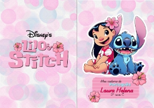 capa de caderno personalizada stitch e angel