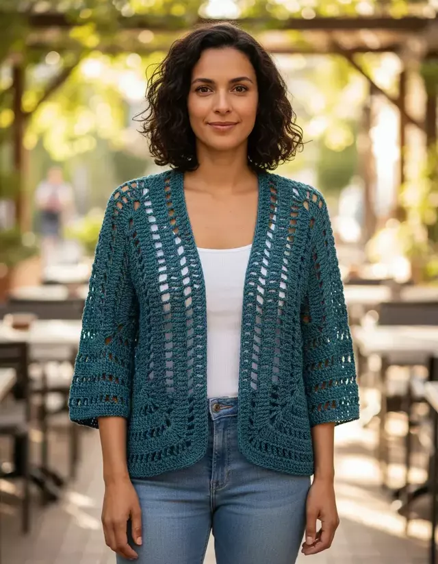 cardigan de crochê masculino