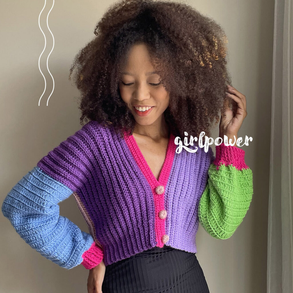 cardigan de crochê colorido