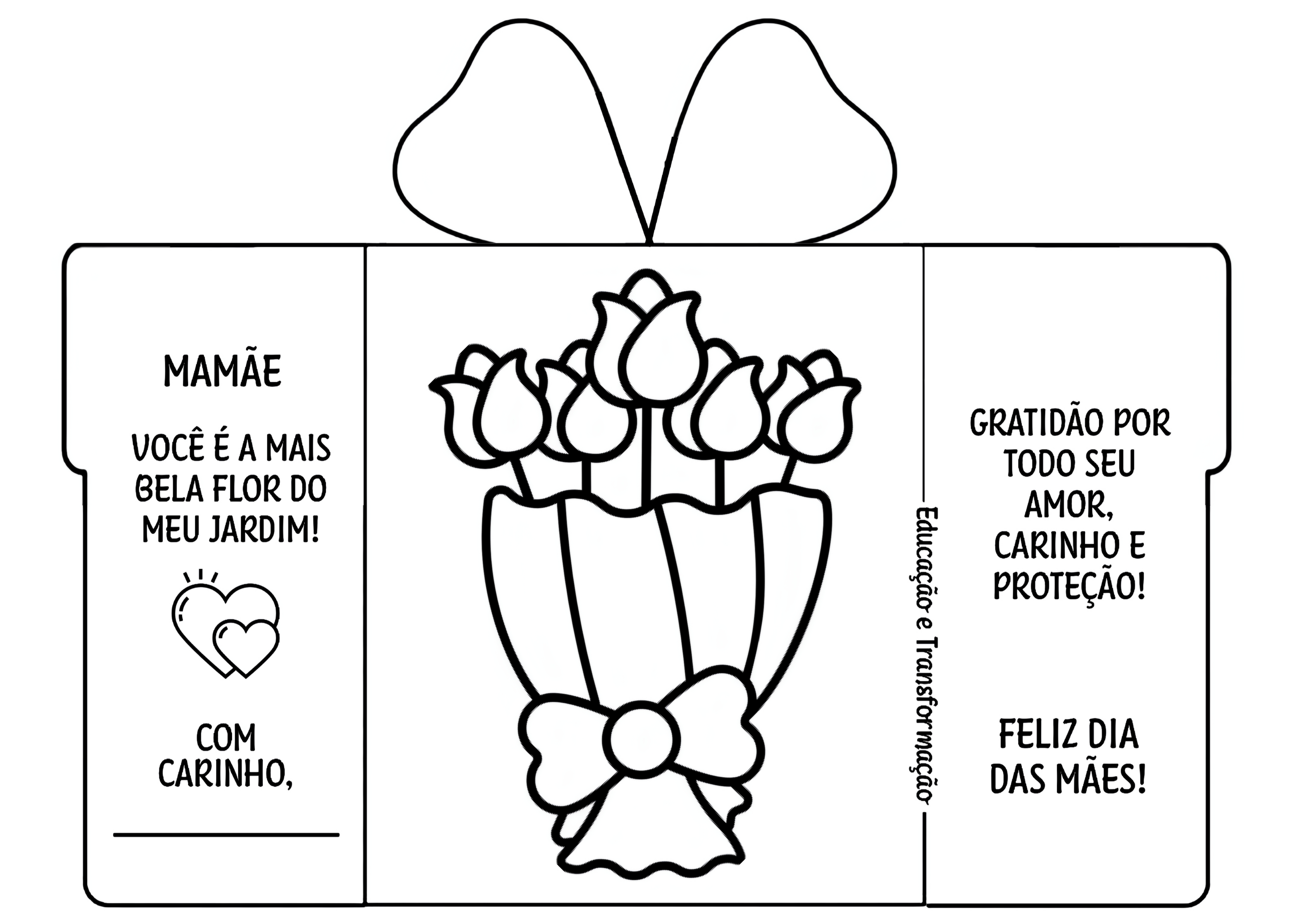 como fazer cartão dia das mães para colorir