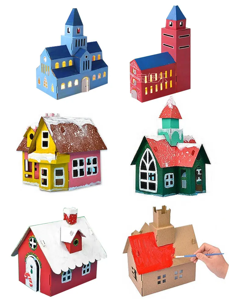 casinha de papelão decorada