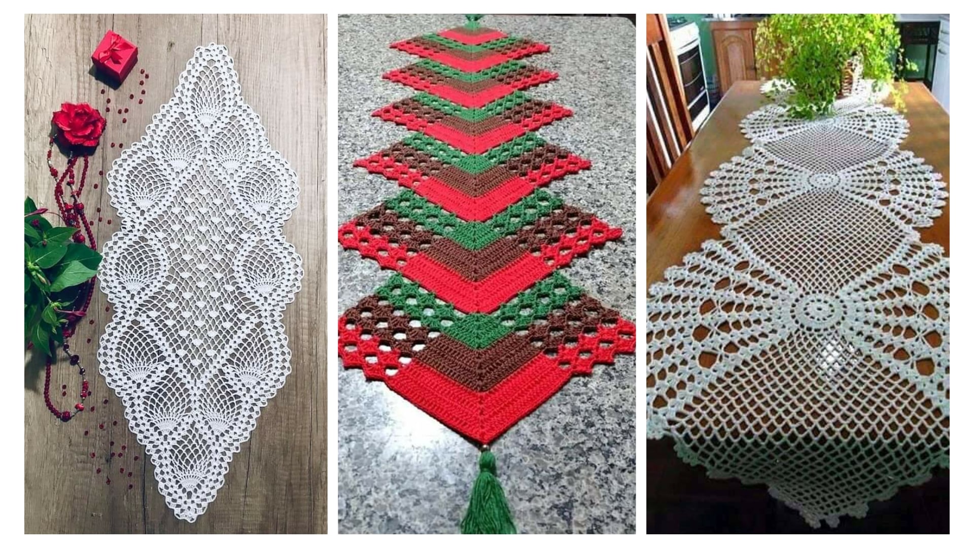 Centro de mesa retangular crochê
