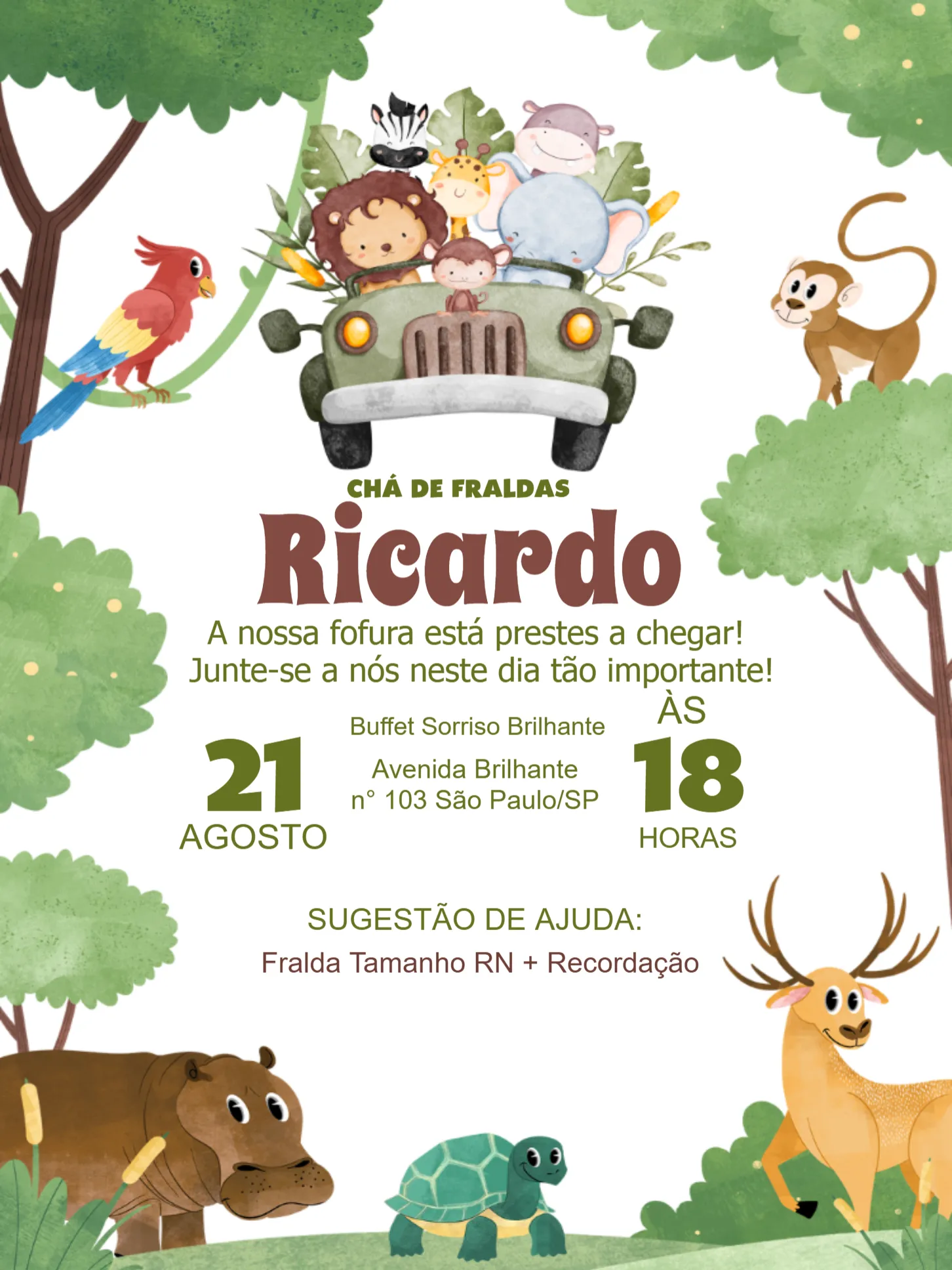 cha de fraldas safari economico como fazer