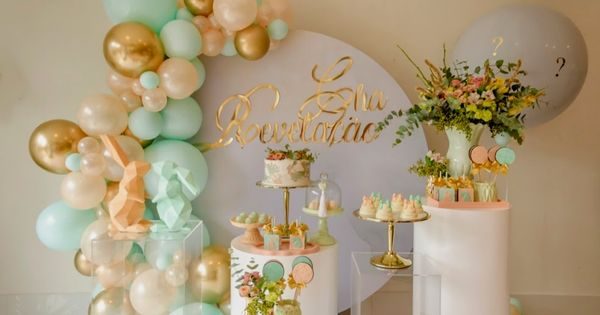 decoração chá revelação moderno