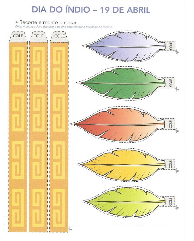 cocar de índio para imprimir e montar