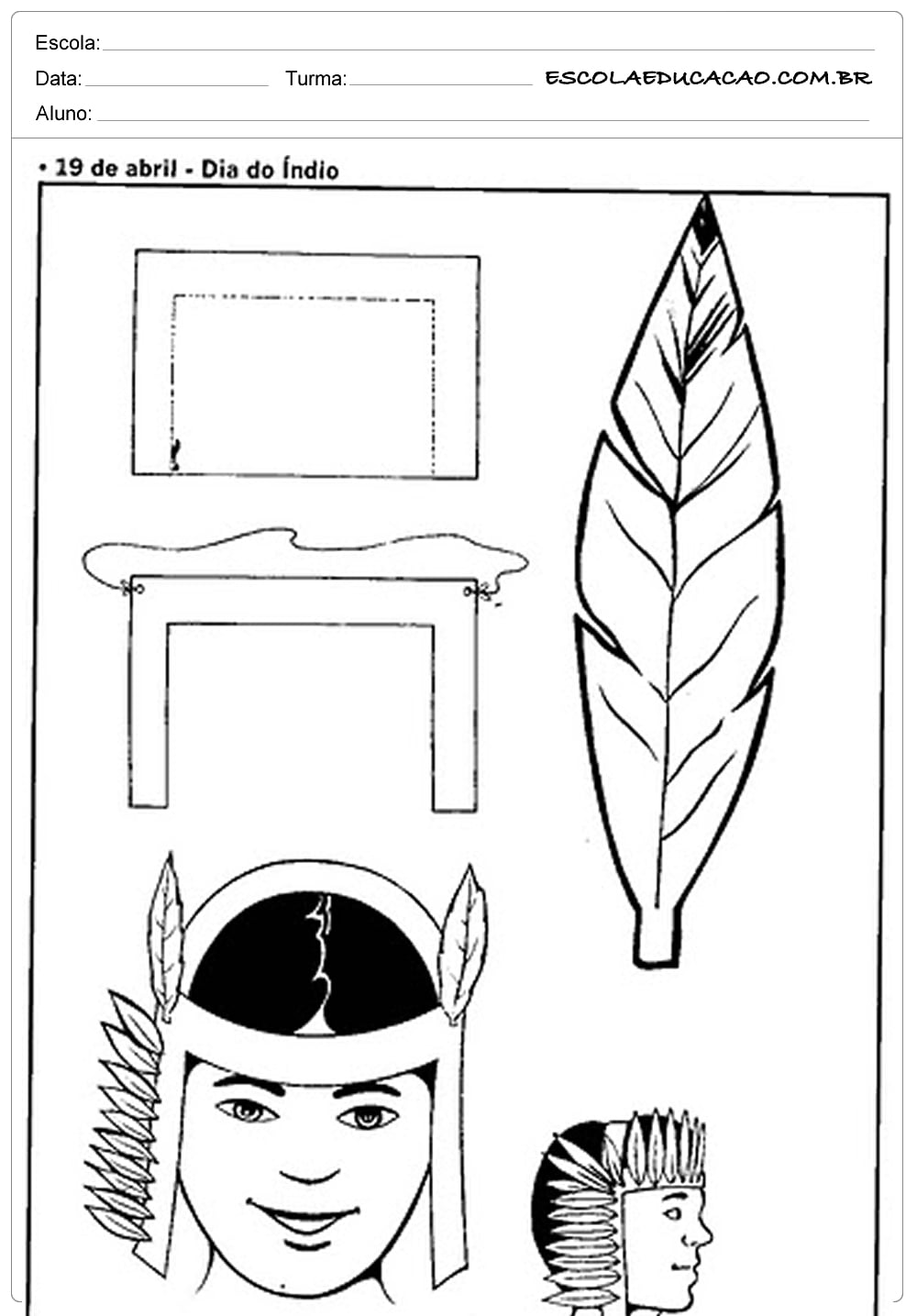 cocar de índio para imprimir para pintar