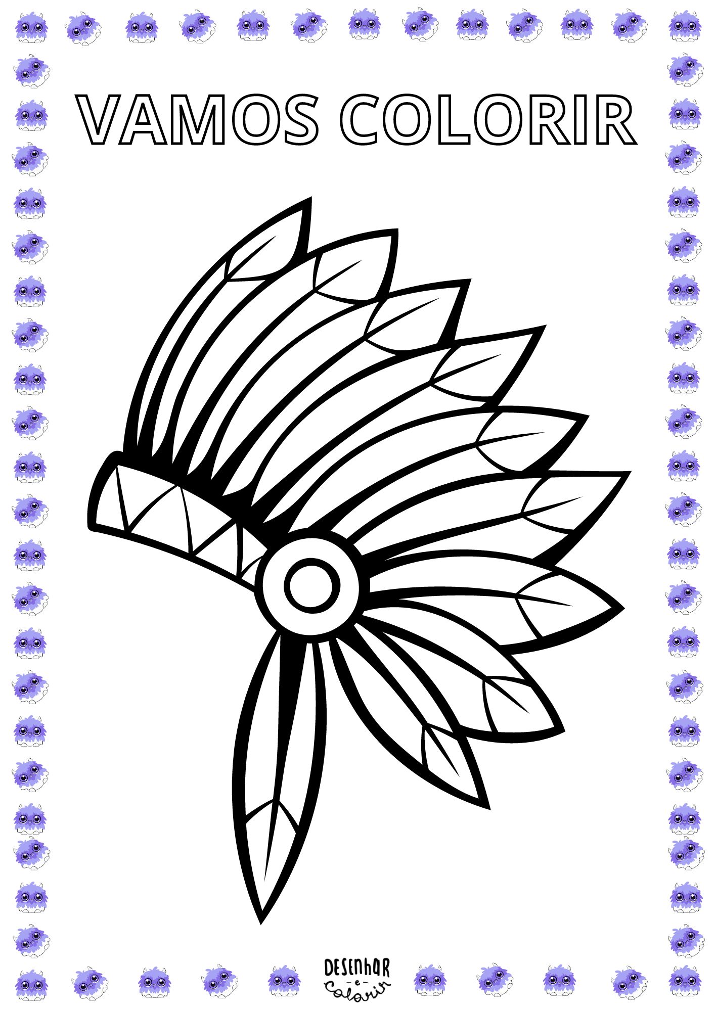 desenho de cocar indigena para imprimir