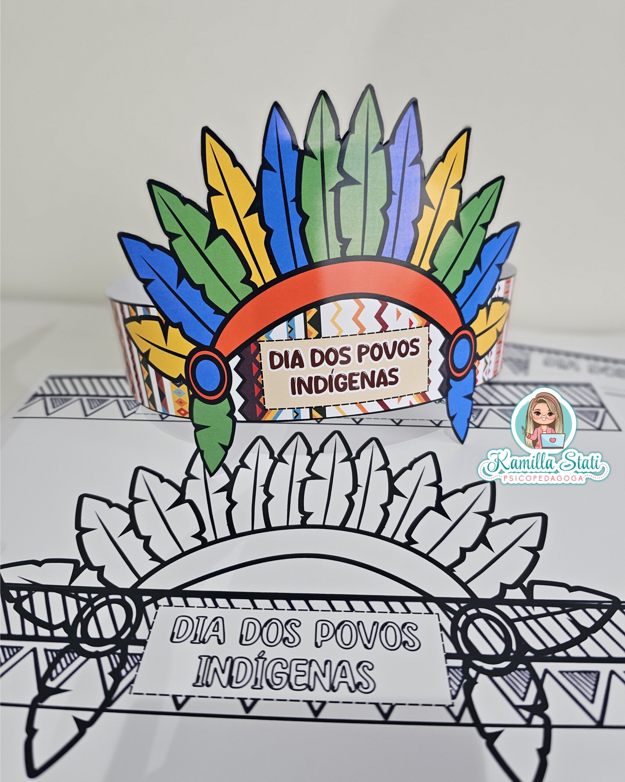 cocar de índio para imprimir colorido