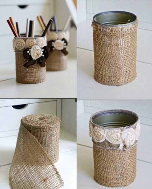 como encapar latas com tecido