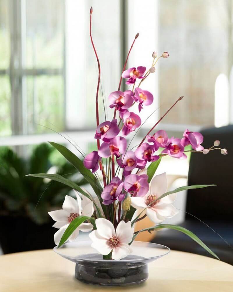 melhores arranjos flores artificiais para sala
