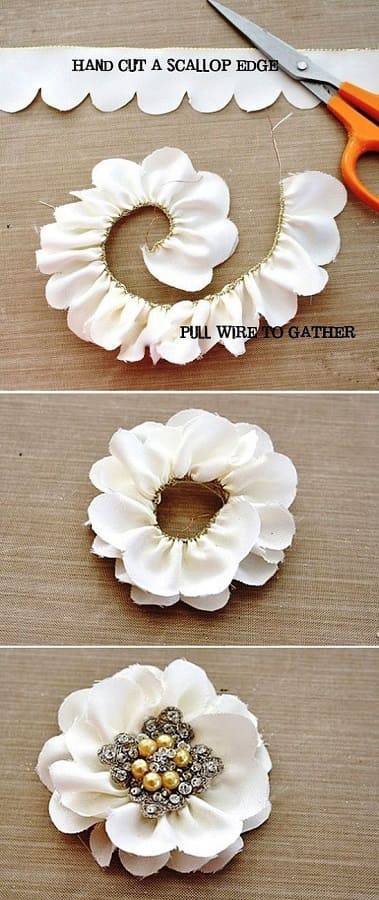 como fazer flor de tecido cetim