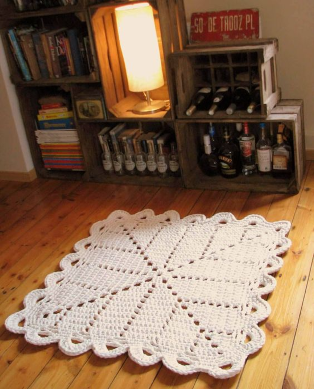 tapete de croche quadrado emborcando como corrigir