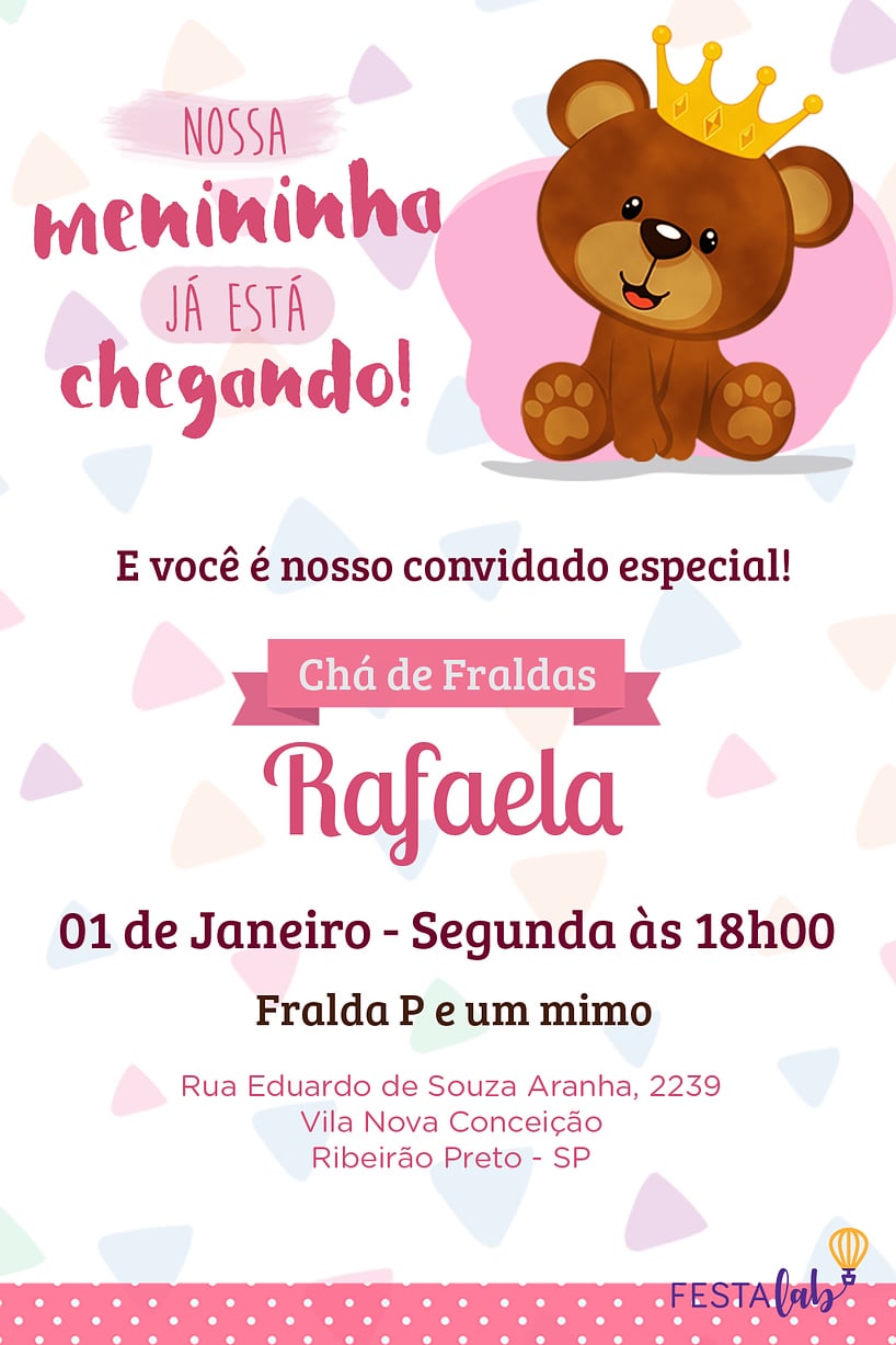erros comuns ao criar convite cha de bebe feminino