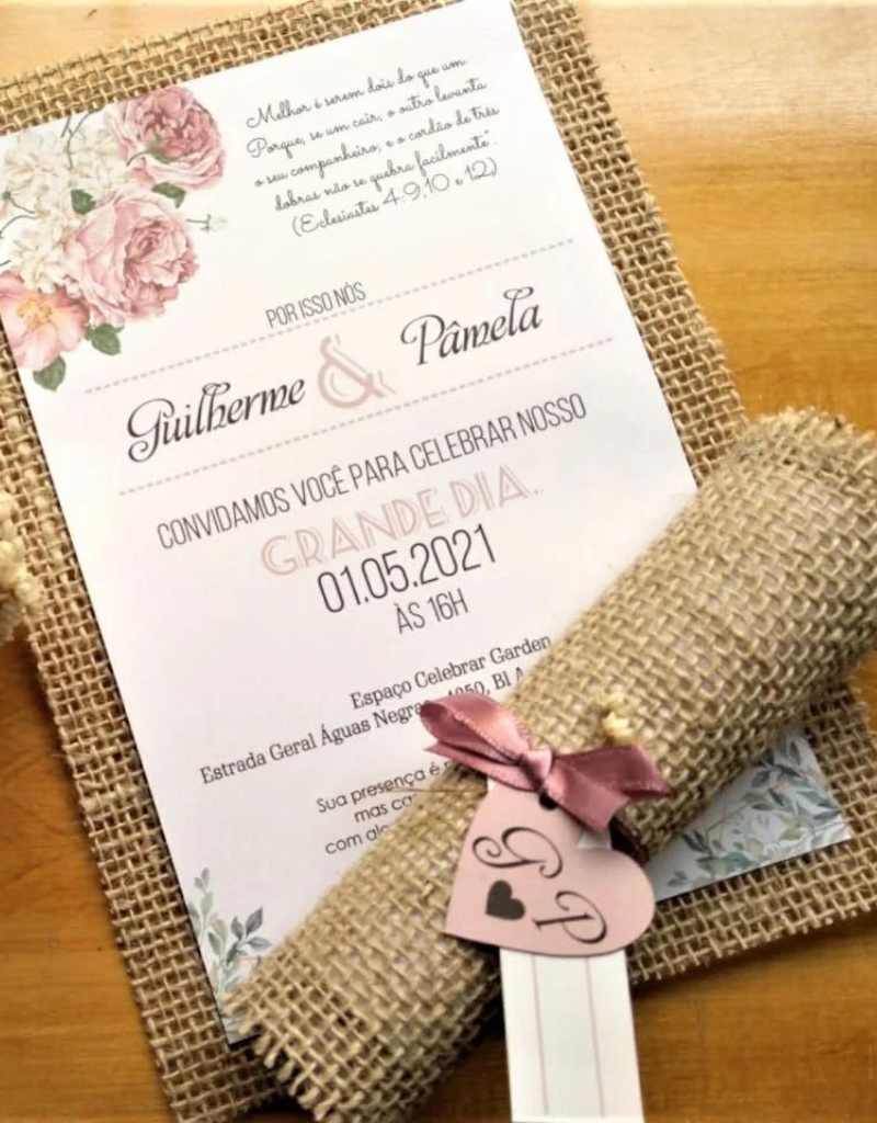 convite de casamento rustico como fazer