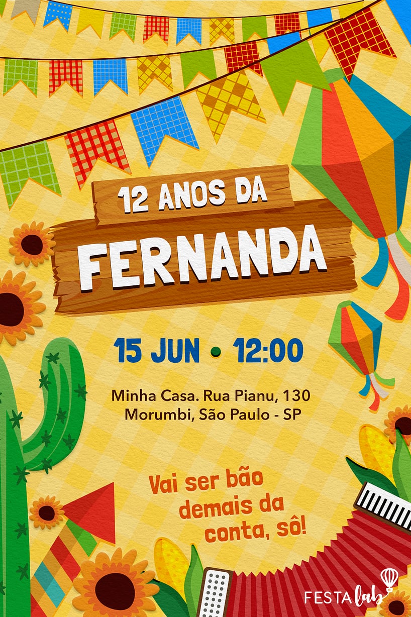 convite para festa junina infantil