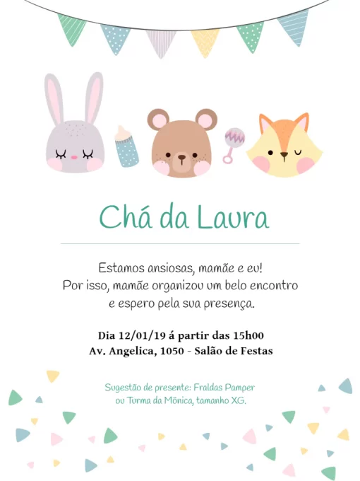 convites de chá de fraldas criativos