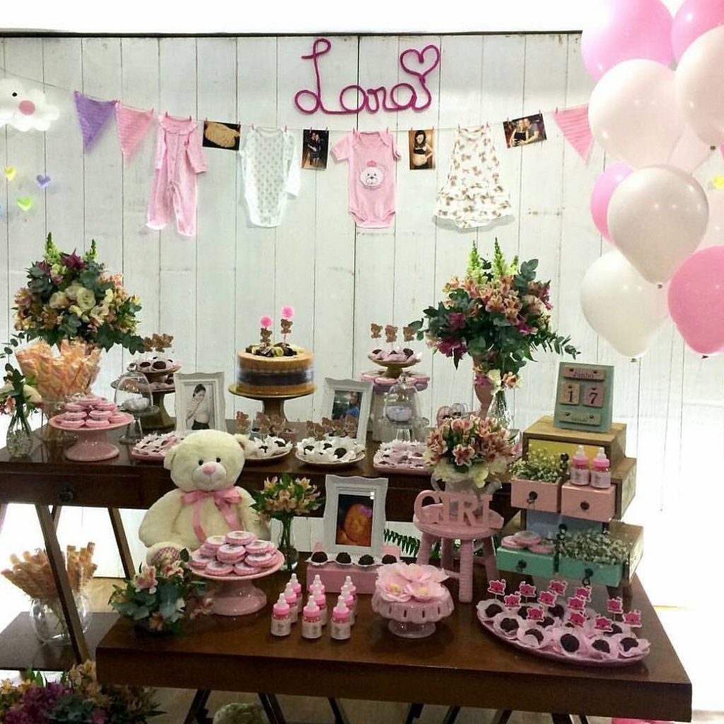 ideias criativas decoração cha bebe rosa marrom