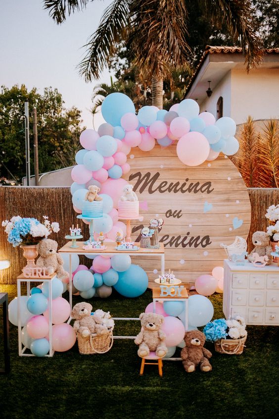 ideias criativas decoração cha bebe rosa marrom