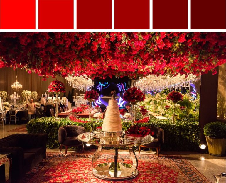 decoraçao de casamento simples e bonita vermelho