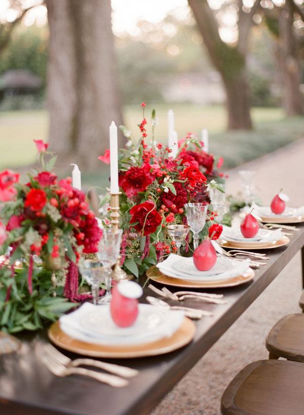 ideias decoração casamento vermelho simples e bonita