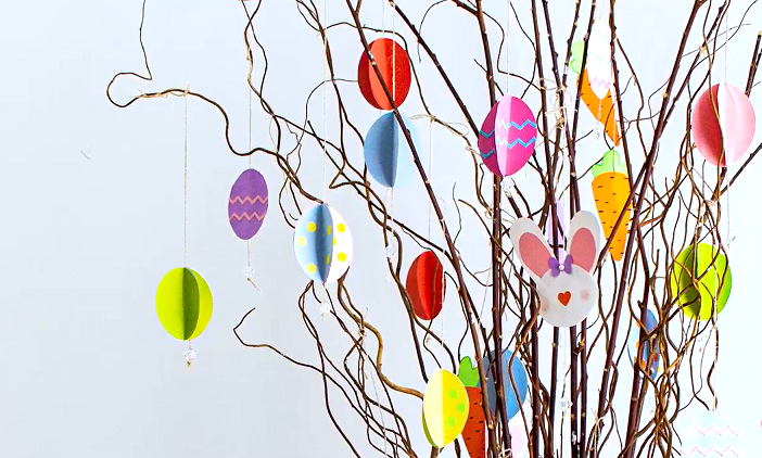 decoração de páscoa com galhos secos