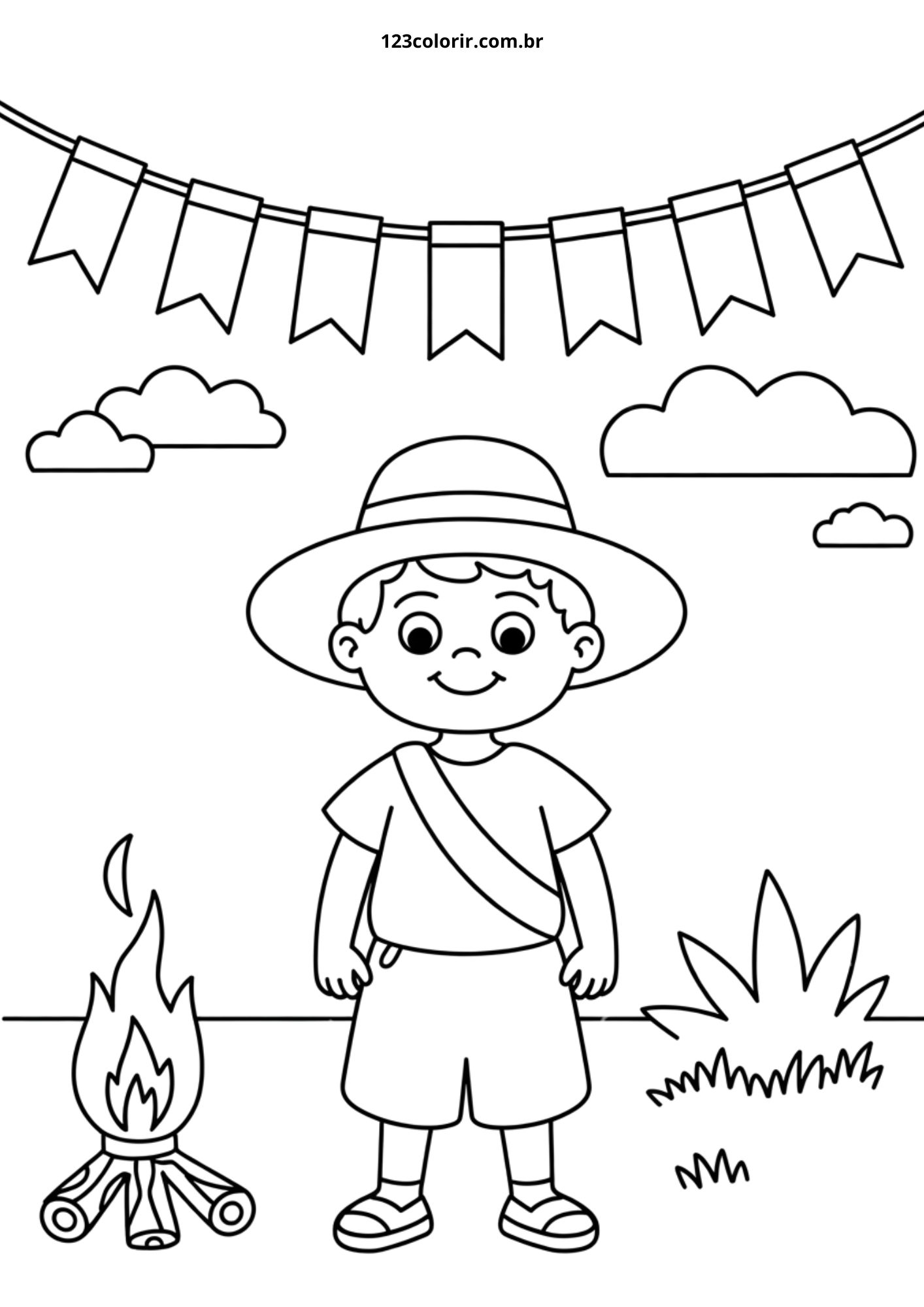como desenhar bandeirinhas coloridas para festa junina