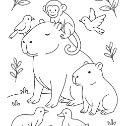 desenho de capivara vs desenho de hamster para colorir