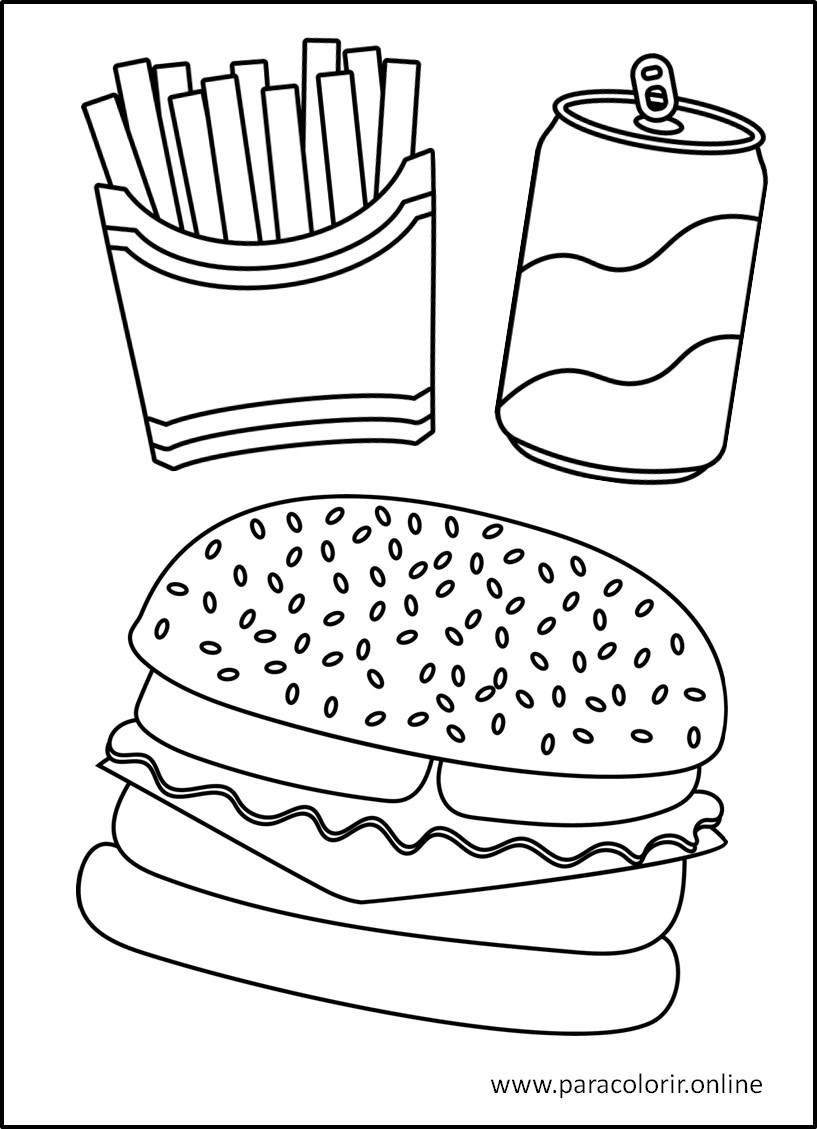 desenhos de comida para colorir kawaii vs realista
