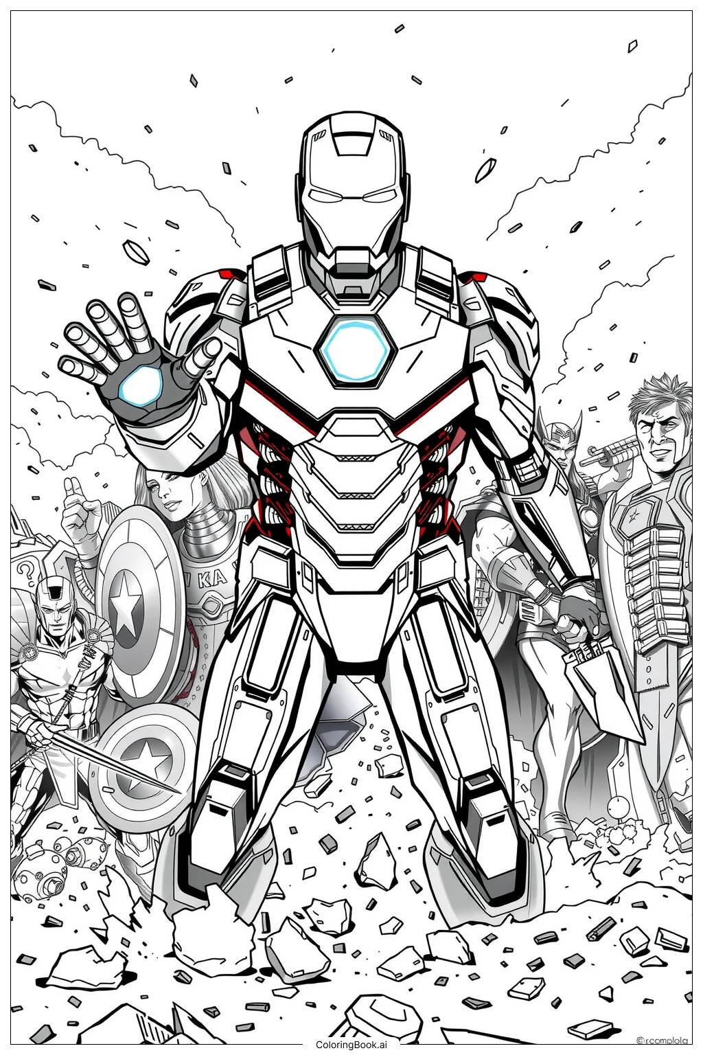 melhores desenhos homem de ferro para colorir em família