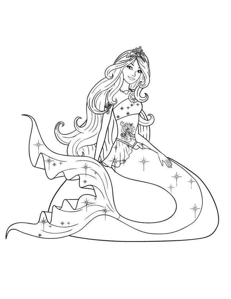 desenho de sereia kawaii para colorir online