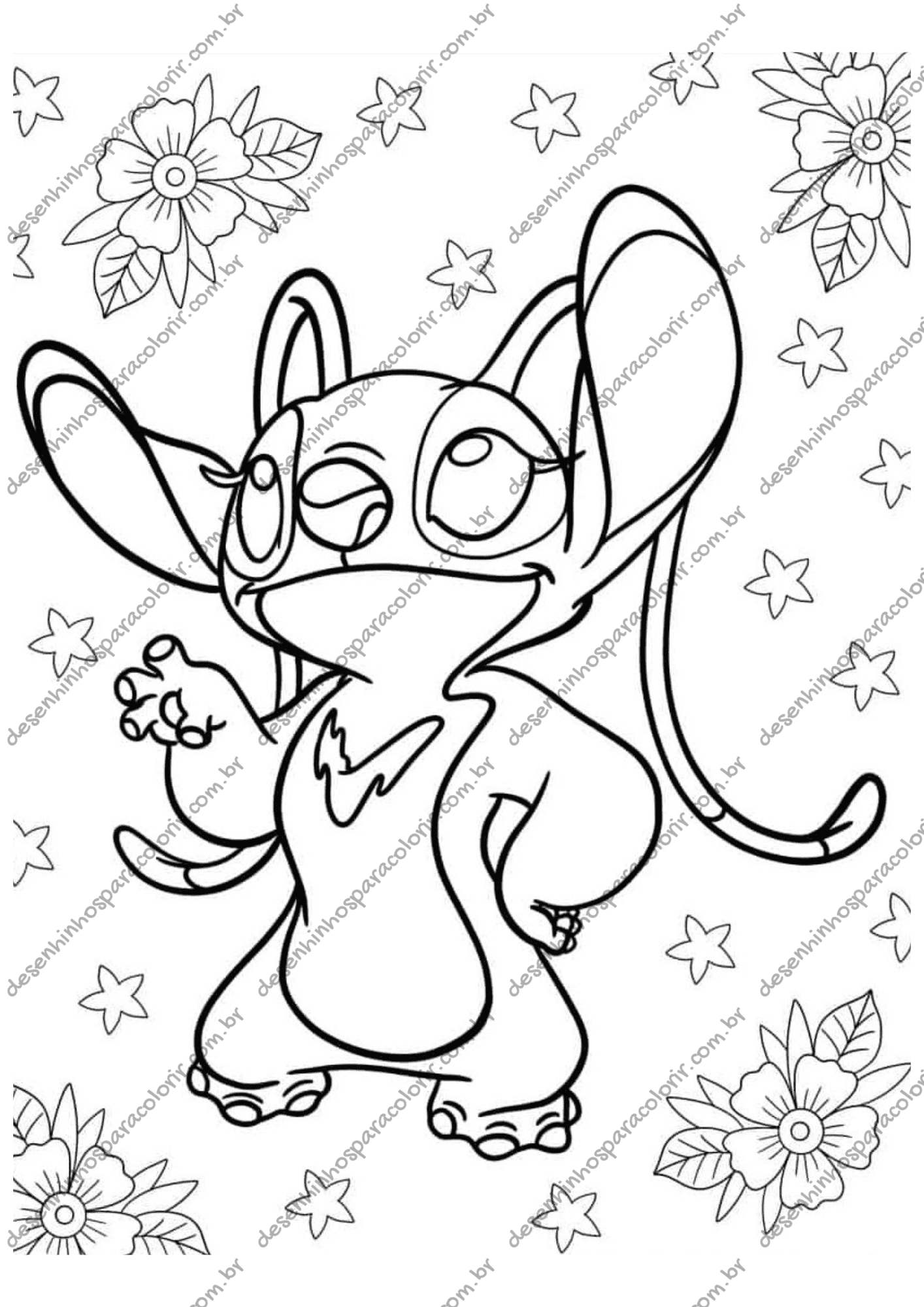 stitch e angel para colorir