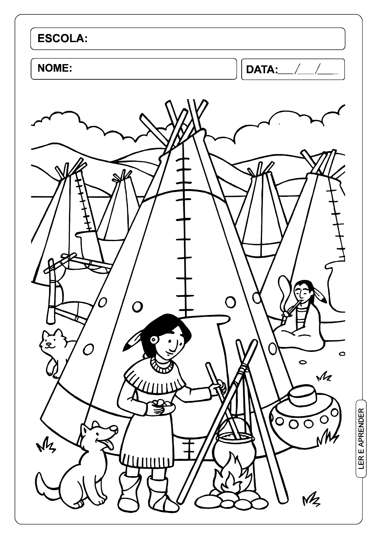 desenhos indígenas para colorir com grafismos específicos