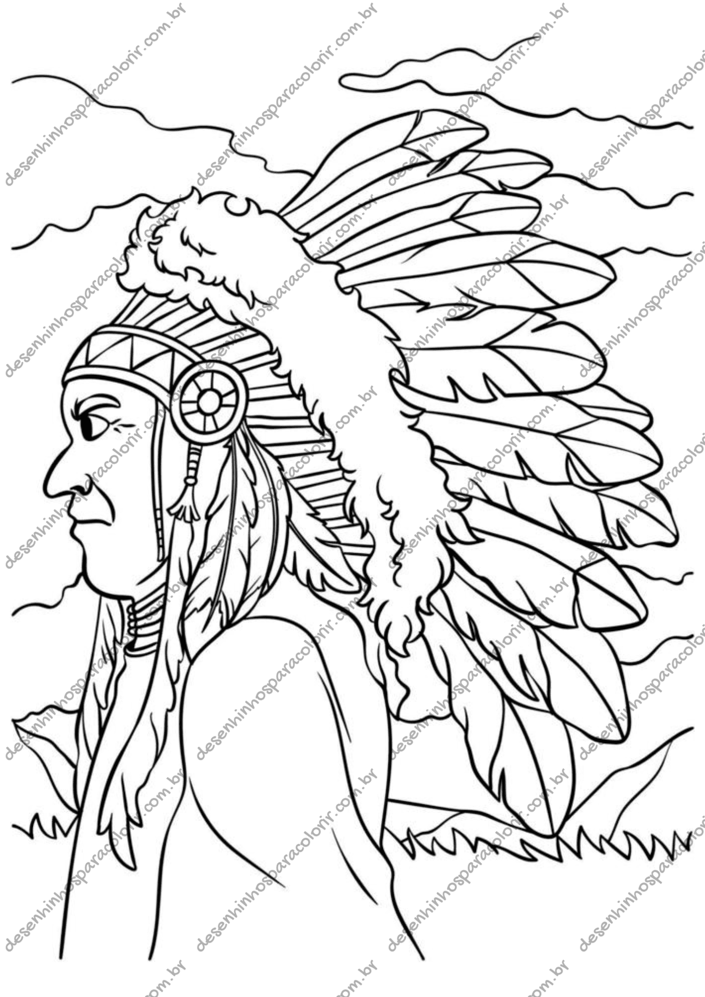 melhores desenhos indígenas para colorir online