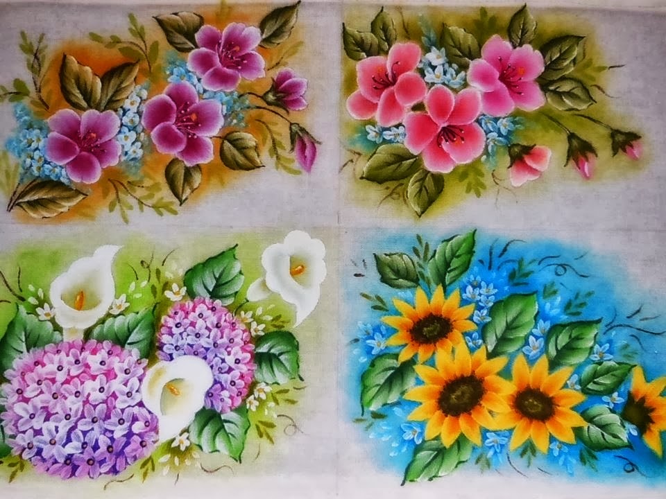 desenhos de flores simples para pano de prato