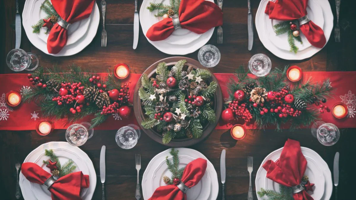 ideias criativas enfeites natal mesa simples
