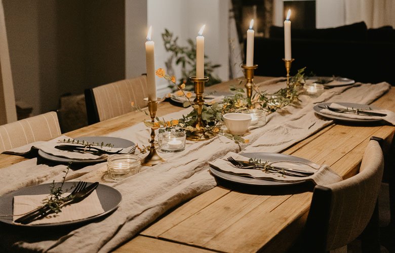 enfeites para mesa de jantar de vidro