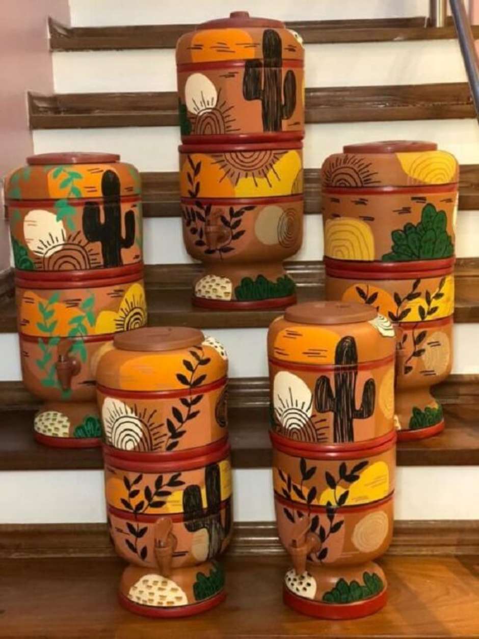 filtro de barro decorado artesanato