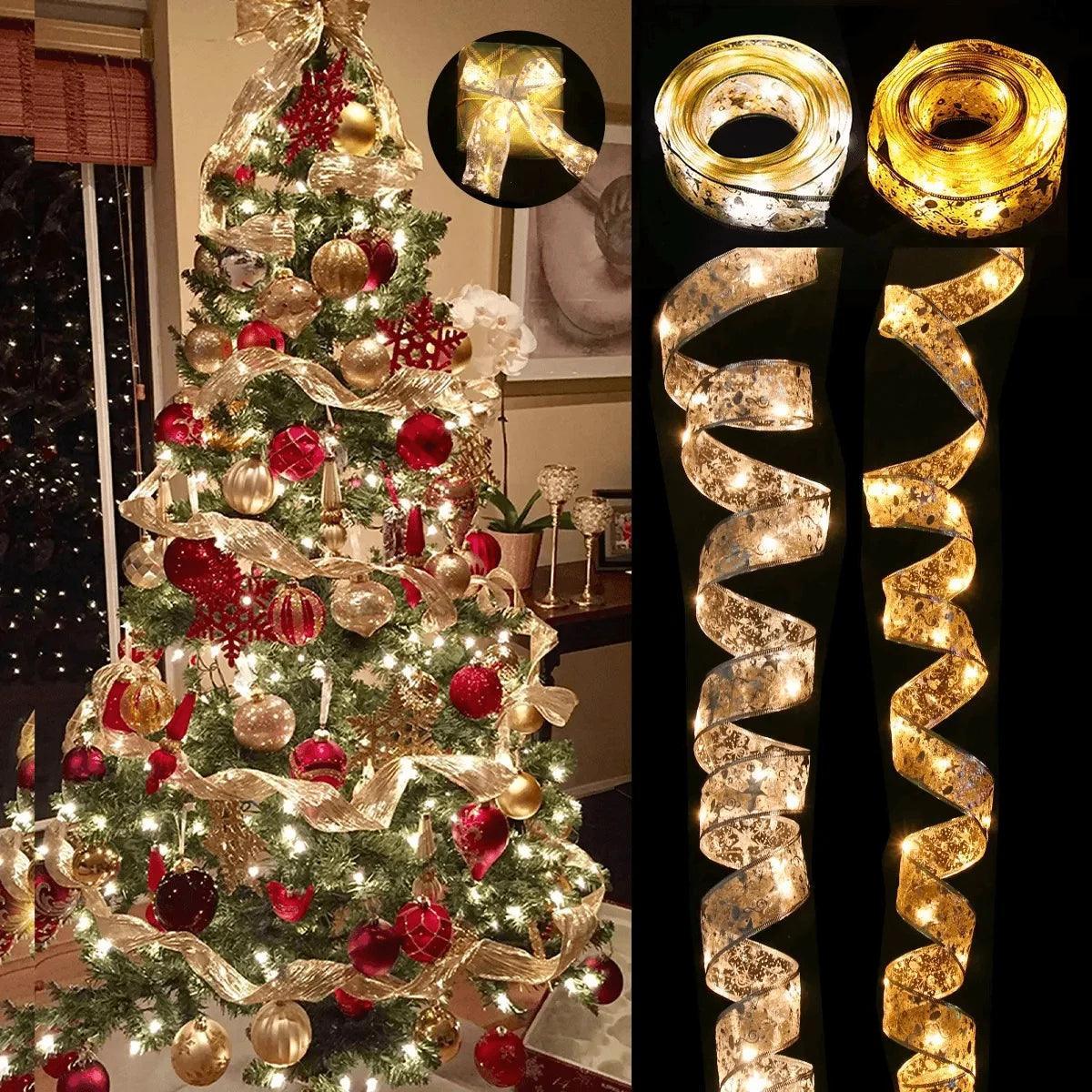 Inspirações de Decoração de Natal com Fitas de Cetim e Gorgurão