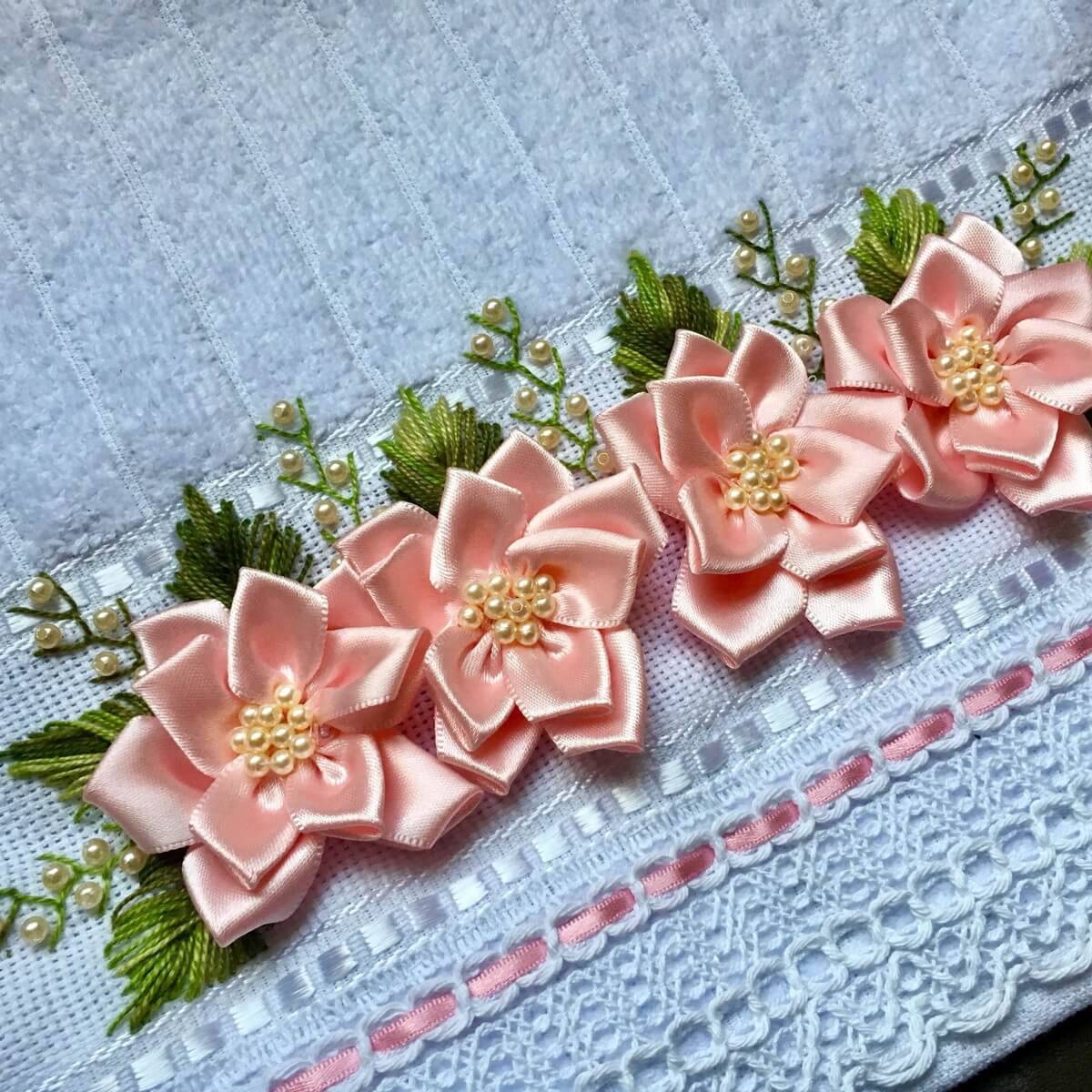 flores de fita de cetim fina