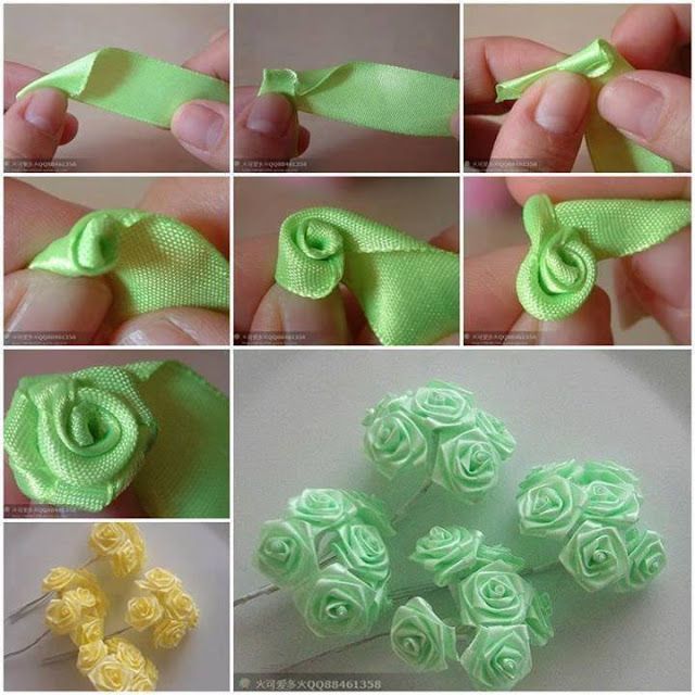 flores de fita de cetim fina