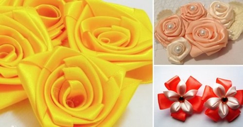 flores fita de cetim passo a passo