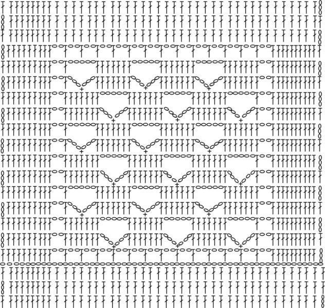 gráfico de crochê retangular para iniciantes