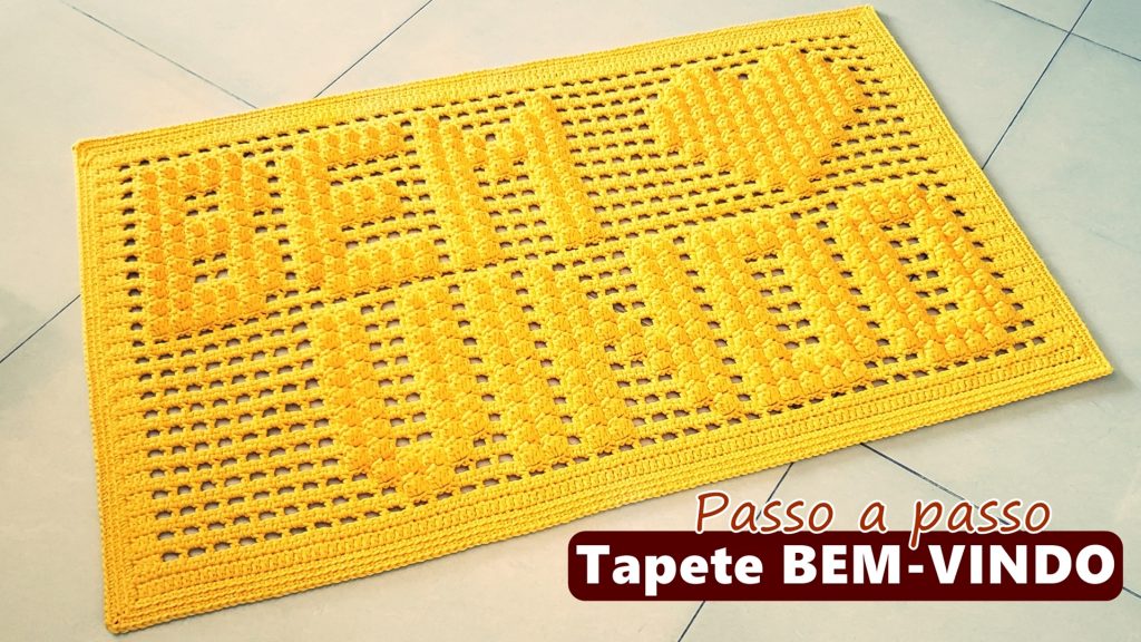 tapete de porta retangular crochê
