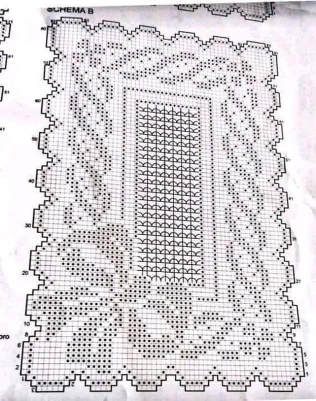 tapete de crochê sala simples gráfico