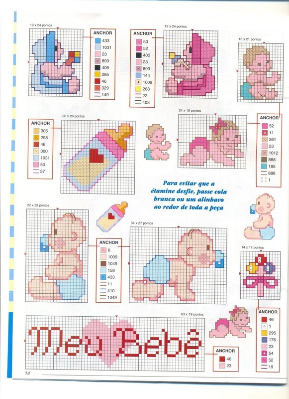 ponto cruz para babador bebê menina